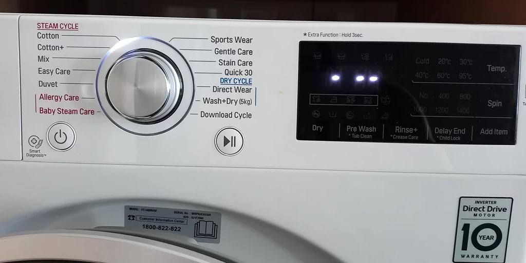 برنامه های شستشوی ماشین لباسشویی ال جی قدیمی و جدید، دکمه ها و علامت ها